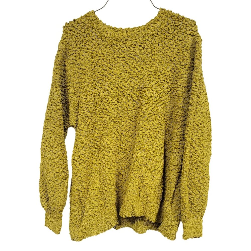 Zenana Womens Textured Mustard Sweater 1X Polyester/Acrylic Made In China